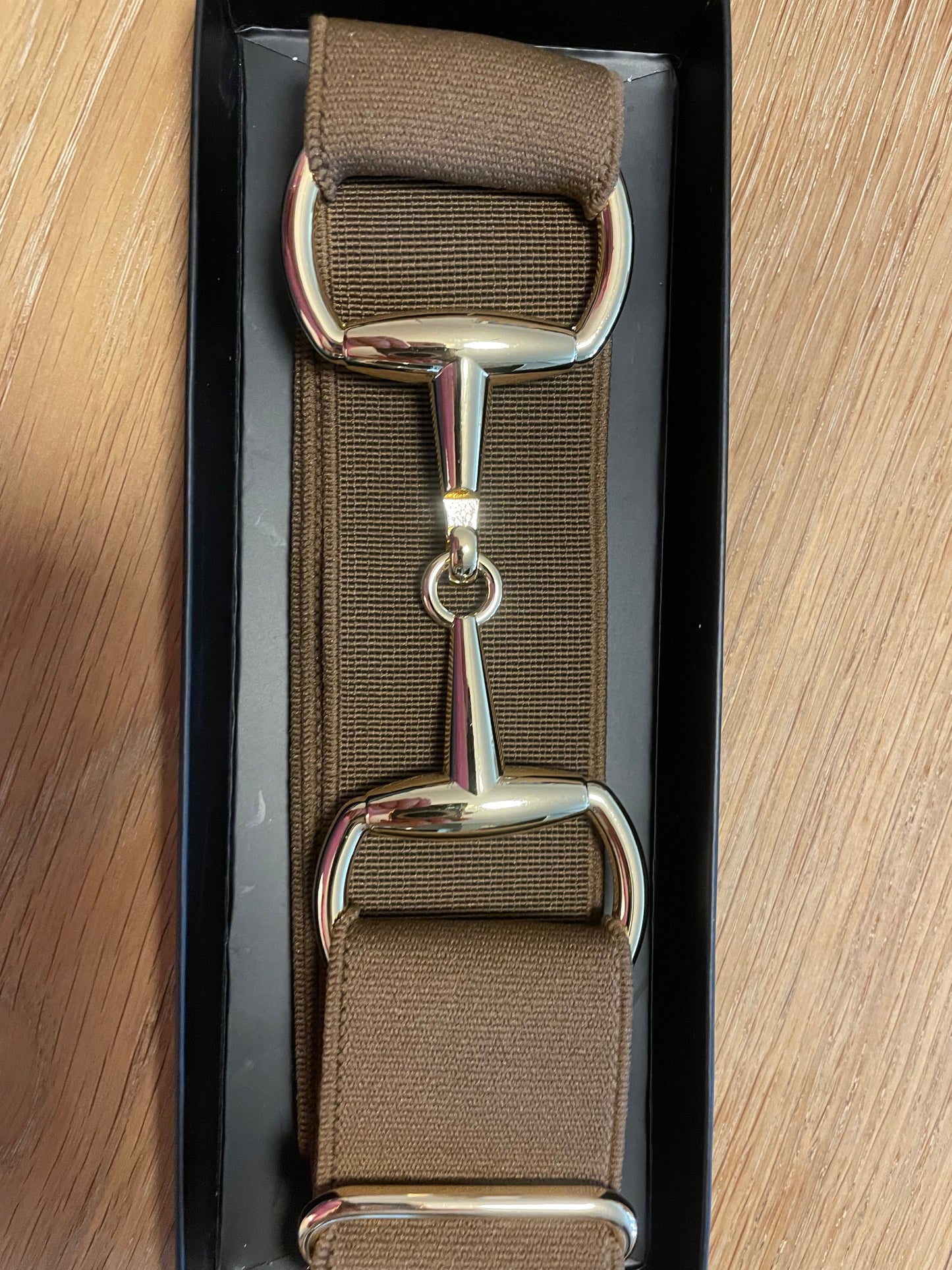 Snaffle bit belt, Brown / gold