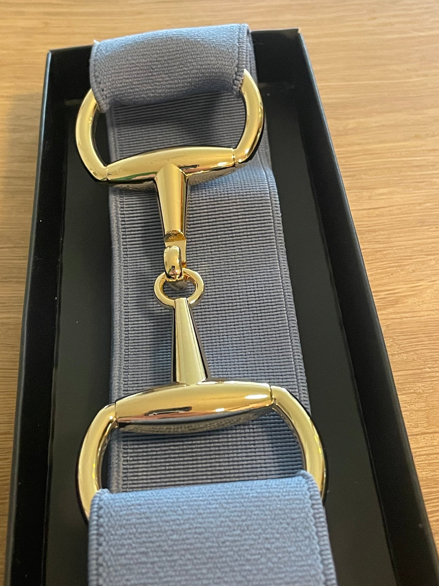 Snaffle bit Belt light blue and gold