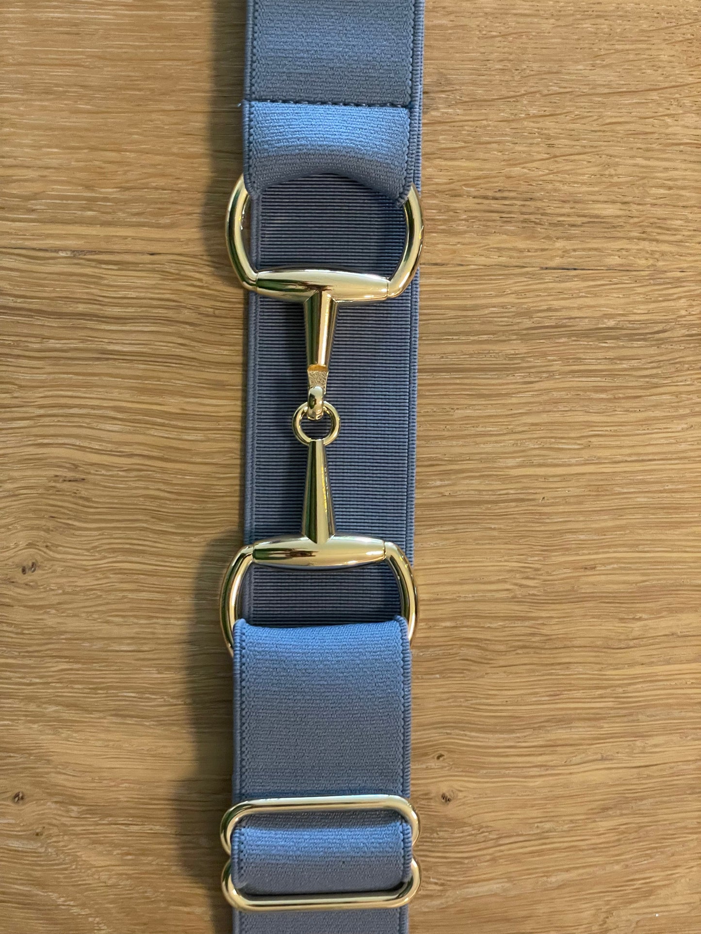 Snaffle bit Belt light blue and gold