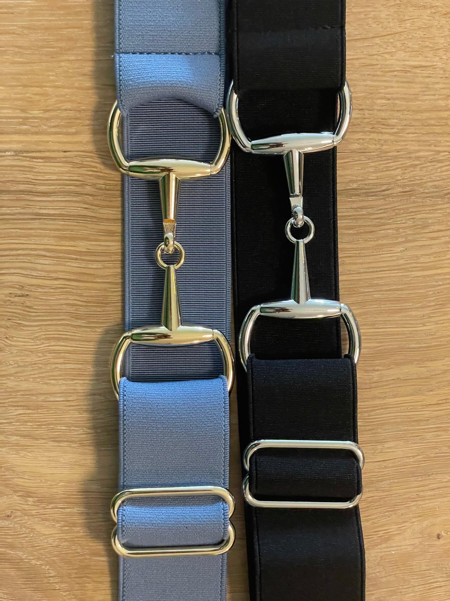 Snaffle bit Belt light blue and gold